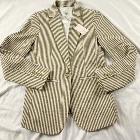 A New Day blazer khaki and white striped size 2 - Picture 2 of 9